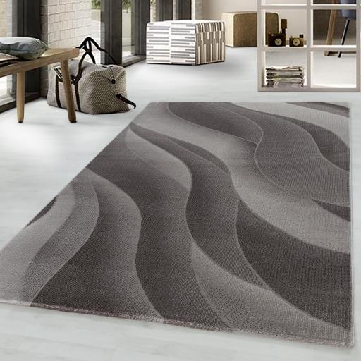 Costa 3523 Modern Wave Rug in Brown Small Size 80x150 cm (2'6"x5')