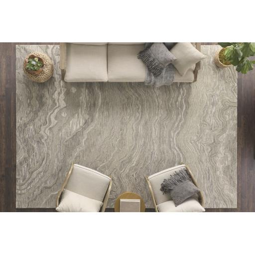 Graceful GRU01 Grey Modern Abstract Wool Rug & Hallway Runner by Nourison