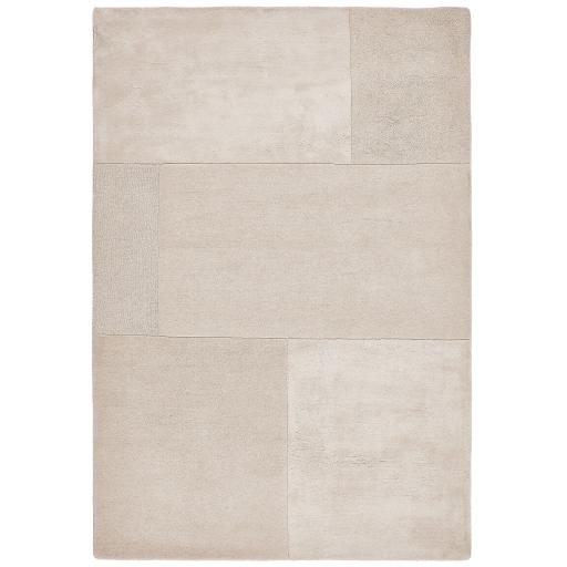 Tate Hand Carved Wool Viscose Plain Geometric Blocks Ivory Rug