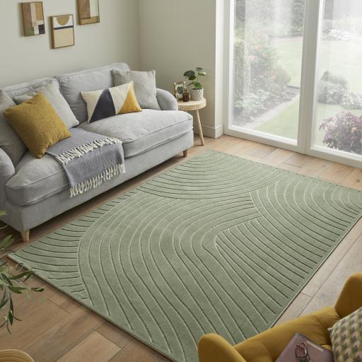 Maze MAZ105 Green Plain Geometric Rug by Concept Looms