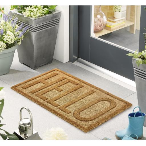 My Mat Embossed Coir Hello Doormat in 45X75