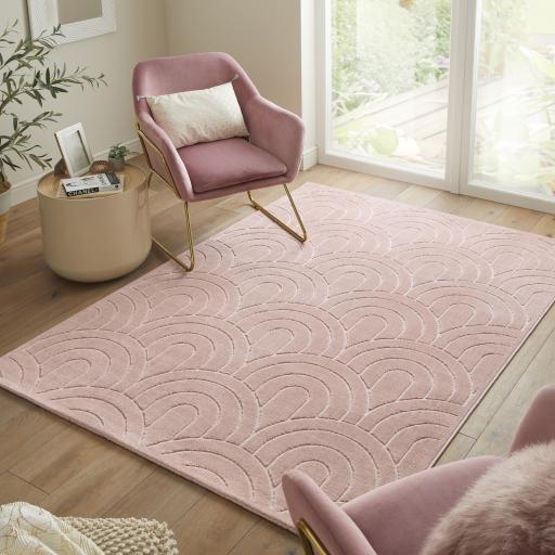 Maze MAZ103 Dusty Pink Plain Geometric Rug by Concept Looms