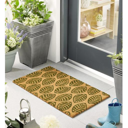 My Mat Printed Coir Green Leaves Doormat in 45x75