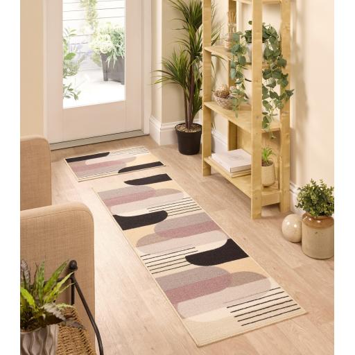 Floormatters Washable Runner and Doormat Set Modern Arches Anti-Slip Mat 40x60 & 50x150 cm