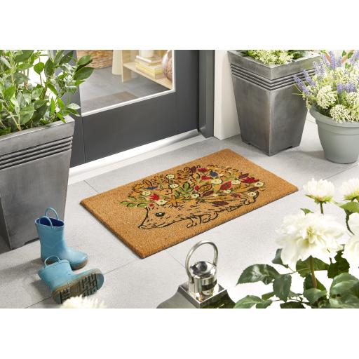 My Mat Printed Coir Floral Hedgehog Doormat in 45x75