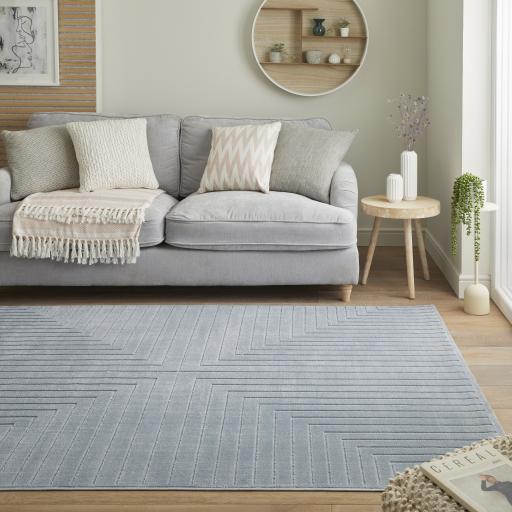 Maze MAZ104 Blue Plain Geometric Rug by Concept Looms