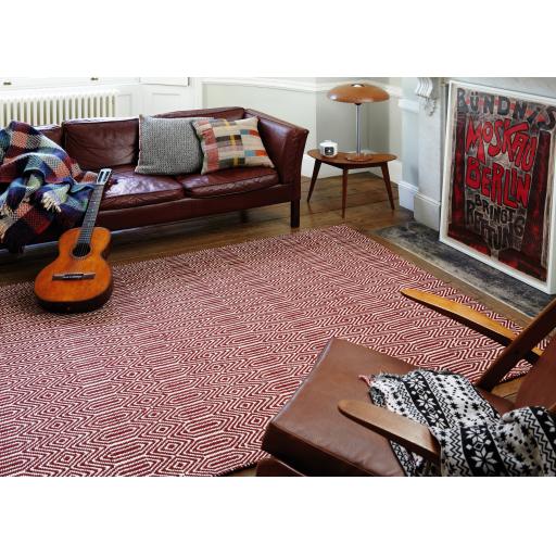 Sloan Hand Woven Flatweave Ethnic Rug or Runner in Marsala Earthy Red