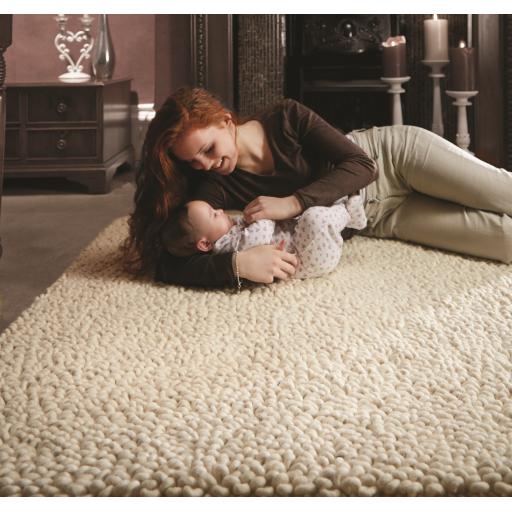 Rug Guru Union Wool Hand Woven Texture Rug in Ivory