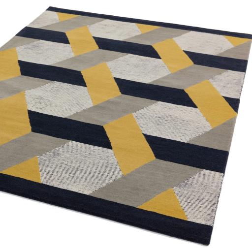 Camden Wool Viscose Hand Tufted Geometric Gold Yellow Grey Rug