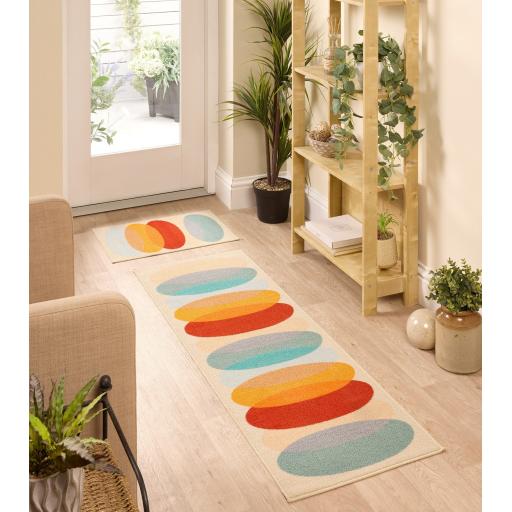 Washable Runner and Doormat Set Retro Lead Geometric Anti-Slip Mat