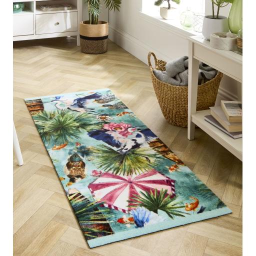 My Studio Lux Parasols Non-Slip Kitchen Home Entrance Runner Hall Rug in Multi Colours 65x150 cm