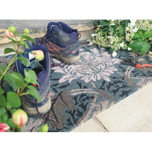 My Mat Printed Coir English Garden 3 Grey Blue Doormat