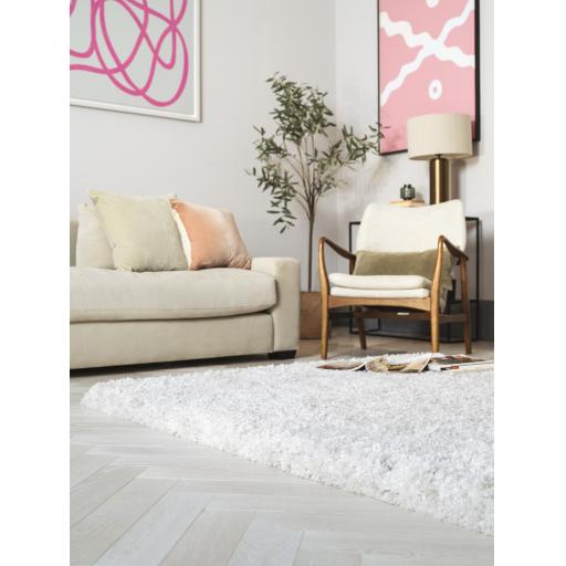 Barnaby Shaggy High Pile Thick Sumptuous Hand Woven Plain Plush Rug  in Off White