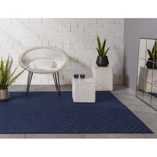 Antibes Indoor Outdoor AN05 Plain Blue Linear Rug