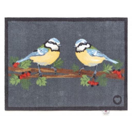 Hug Rug Blue Tit Entryway Washable Non-Slip Doormat in 65x85 cm