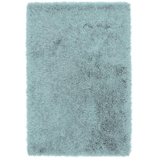 Cascade Shaggy Rug Cosy Soft High Pile Silky Shiny Thick Duck Egg Blue Modern Plain Rug