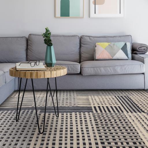 Aspect Wool Grey Multi Rug Hand-Tufted Wool Basketweave Pattern Rug