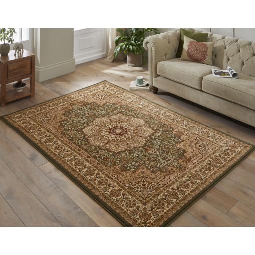 Grand Heritage GH101 Traditional Oriental Medallion 1 Million Point Quality Classic Rug in Green