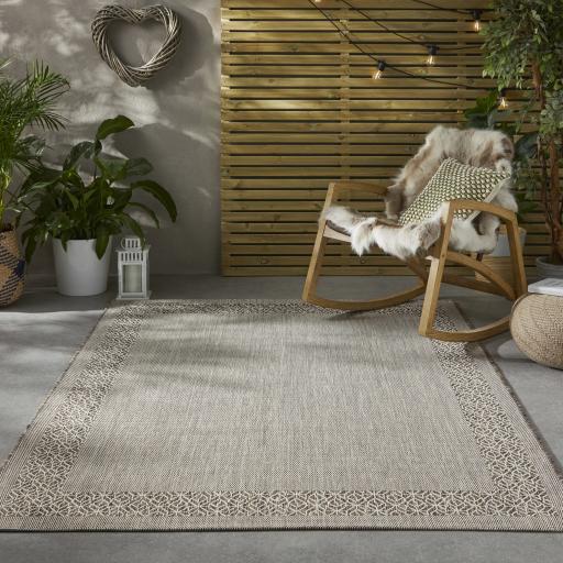 Terrazzo TRZ01 Indoor Outdoor Rug Bordered Framed Earth Brown Rug in 200x290 cm