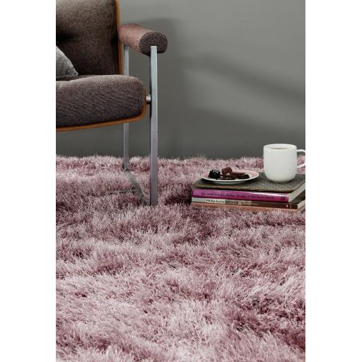 Cascade Shaggy Rug Cosy Soft High Pile Silky Shiny Thick Heather Purple Modern Plain Rug