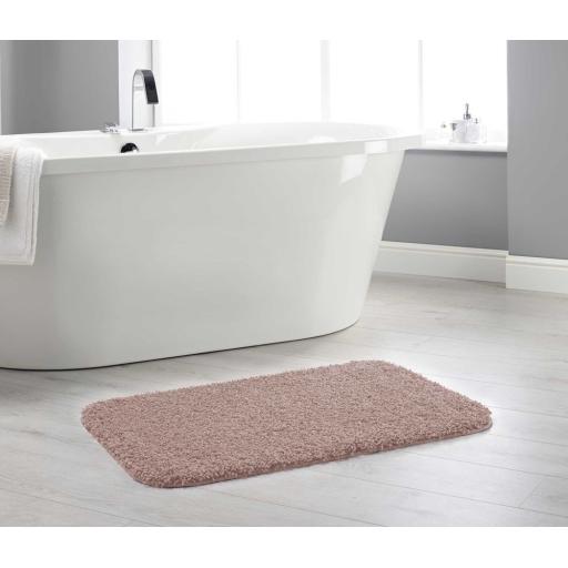 Buddy Bath Washable Shaggy Mats Non-Slip Rug in Nude Pink