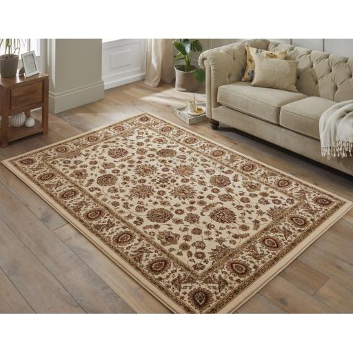 Grand Heritage GH102 Traditional Oriental Floral 1 Million Point Quality Classic Rug in Cream