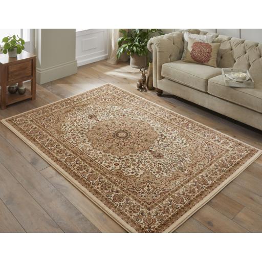 Grand Heritage GH101 Traditional Oriental Medallion 1 Million Point Quality Classic Rug in Cream Beige