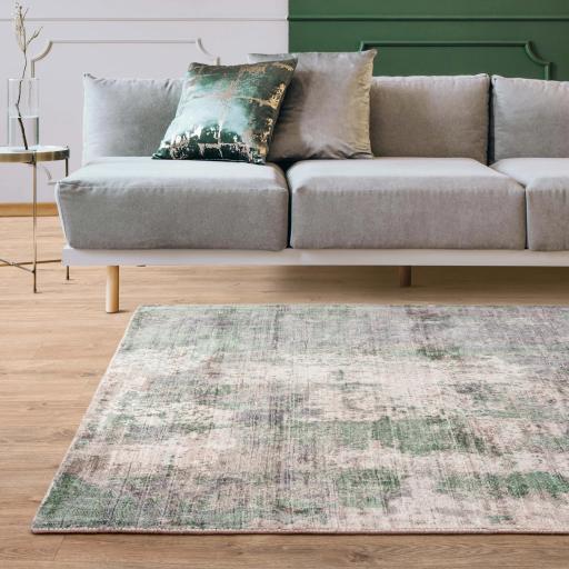 Gatsby Modern Abstract Shiny Viscose High Quality Hand Woven Green Rug