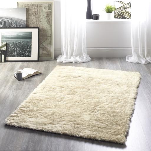 Origins Glamour/Shimmer Champagne Beige Soft Silky Shaggy Rug