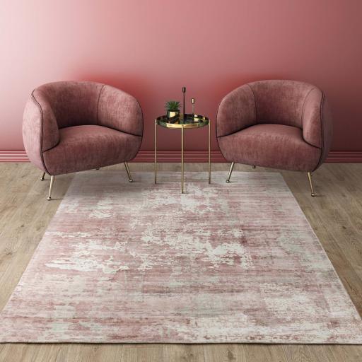 Gatsby Modern Abstract Shiny Viscose High Quality Hand Woven Blush Pink Rug