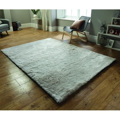 Splendour Shadow Soft Touch Silky Shaggy Ivory Rug in Medium 120x170 cm