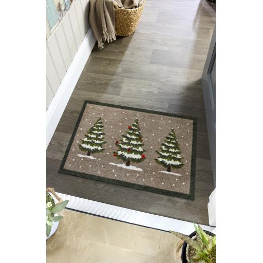 My Mat Nylon Indoor Pattern Christmas My Winter Trees Washable Non-Slip Rug