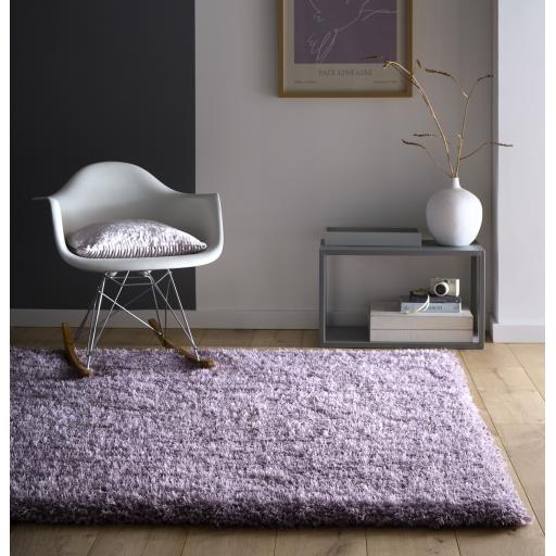 Chicago Shaggy Modern Plain Rug Hallway Runner Circle in Lavender