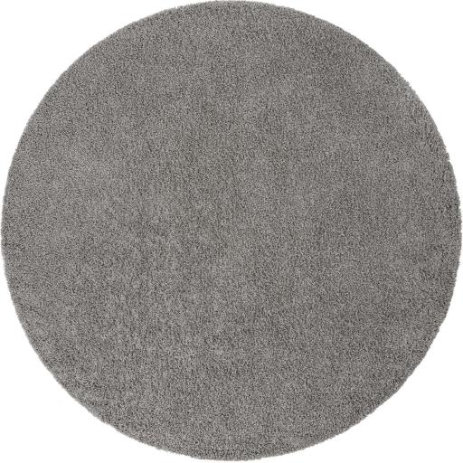 Retro Shaggy Round Silver Circle Rug in 110x110 cm