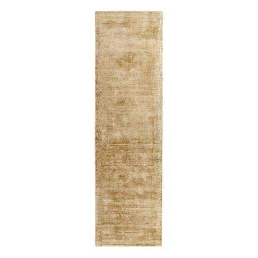 Blade Plain Silky Hand Woven Viscose Soft Shiny Hallway Runner Rug in Soft Gold 66 x 240 cm