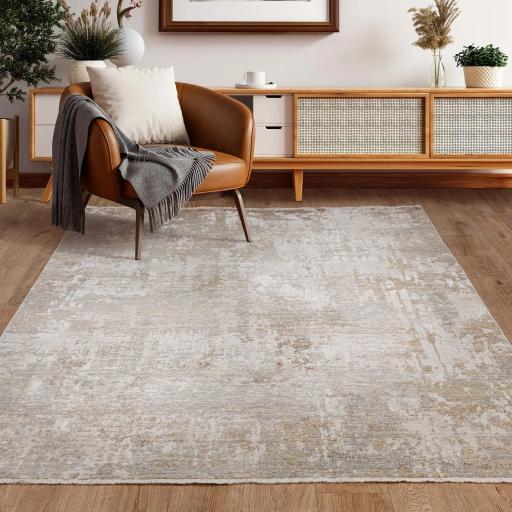 Seville 04 Nasrid Rug Modern Abstract Soft Touch Silky Rug in Beige Natural 120 x 170 cm