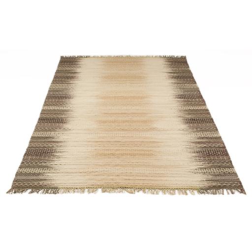 Fusion Hand Knitted Kilim Wool Rug in Earth Natural Beige Extra Large 200 x 290 cm