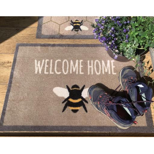 My Mat Nylon Indoor Pattern My Bee 1 Washable Non-Slip Entrance Rug or Runner