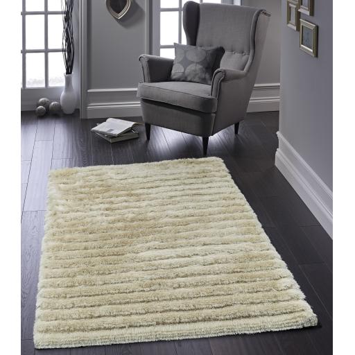 Origins Carved Glamour Natural Shaggy Rug 120 x 170 cm