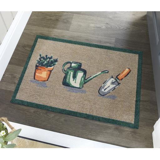 My Mat Nylon Indoor Pattern My Garden Washable Non-Slip Entrance Rug  in 50 x 75 cm