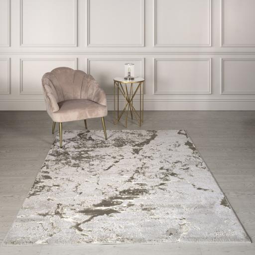 Aurora Strata AU16 Marble Shiny Metallic Yellow Gold Rug in 200 x 290 cm