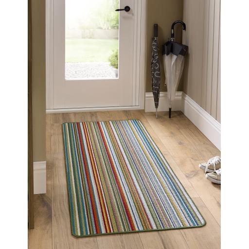 My Mat Stain Resistant Washable Home Entrance, Kitchen, Hallway, Entryway Non-Slip Rug Candy in Multi Green