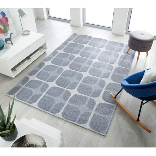 Zest Mesh Geometric Quality Rugs in Grey 120 x 170 cm