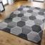 Modern Visiona Hive Geometric Design Natural & Grey Hand Tufted Rugs Swatch