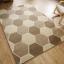 Modern Visiona Hive Geometric Design Natural & Grey Hand Tufted Rugs Swatch