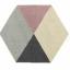 Modern Geometric Hexagon Shaped Wool Rug in Ochre and Pink Grey 150 x 180 cm (4'11''x5'10'') Swatch